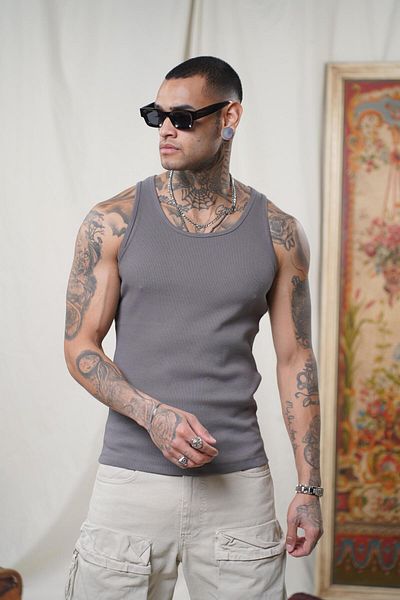 king brich Slim Fit Camisole Flexible Plain Men's Sports Athlete