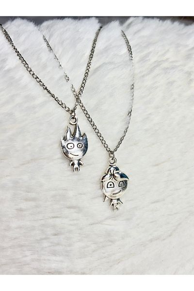 Store Fire Water Themed Stainless Steel Necklace for Lover Matched Unisex Jewelry Meaningful Gift