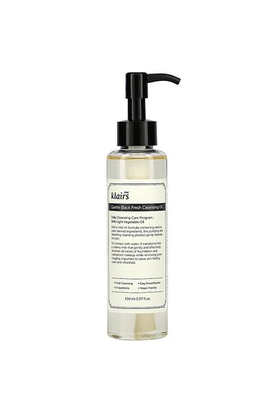 Klairs Gentle Black Fresh Cleansing Oil 150 ml - hydrofilní olej s černým sezamem