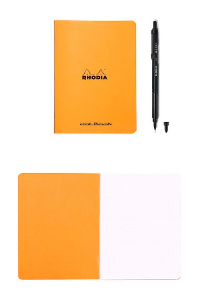 GLANCE Rhodia A5 148X210 mm - Notebook with Orange Cap and Dots, 48 Sheets Versatil Nib Pen