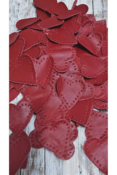 ELİS Gerçek Deri Kalp Desenli Şekil Kırmızı 60 Adet