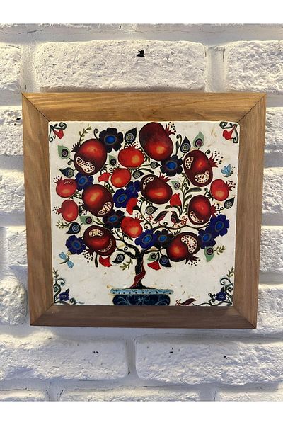 woodhomeworks Панел за картина с масивна рамка от естествен камък и мрамор 26x26 см