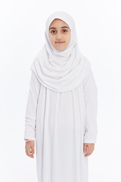 Altobeh Practical Camisole Prayer Dress - Kids White with Headscarf