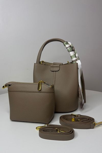 Mollycrush Mink Small Bag |   Imported Luxury Leather Shawl Detailed Double Separate Hand, Arm and Shoulder Bag Set