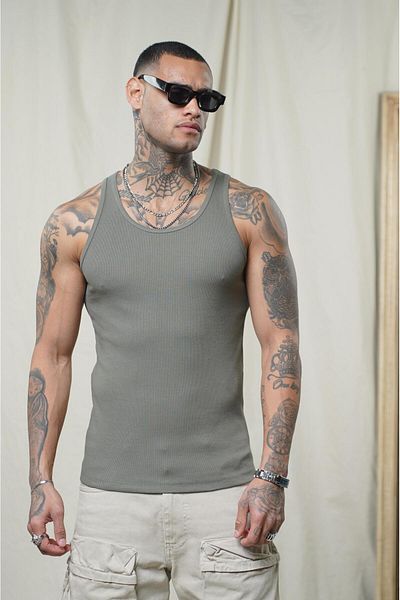 king brich Slim Fit Camisole Flexible Plain Men's Sports Athlete