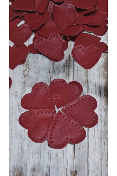 ELİS Gerçek Deri Kalp Desenli Şekil Kırmızı 60 Adet