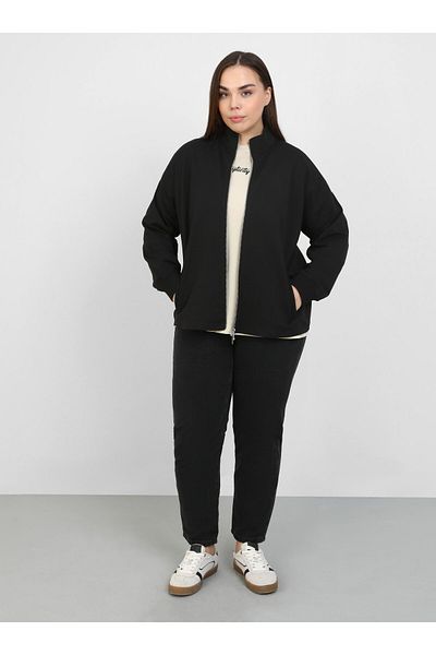 ALİA Κοντό πλεκτό μπουφάν Plus Size -Μαύρο - Alia