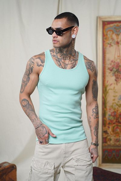 king brich Slim Fit Camisole Flexible Plain Men's Sports Athlete