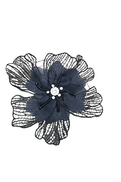 KARAASLAN Dikilebilir Şık Siyah Dantel Çiçek Aplik Broş- Aksesuar-Dikilebilir...