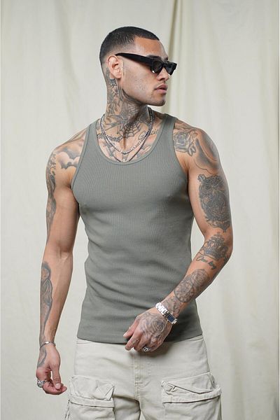 king brich Slim Fit Camisole Flexible Plain Men's Sports Athlete