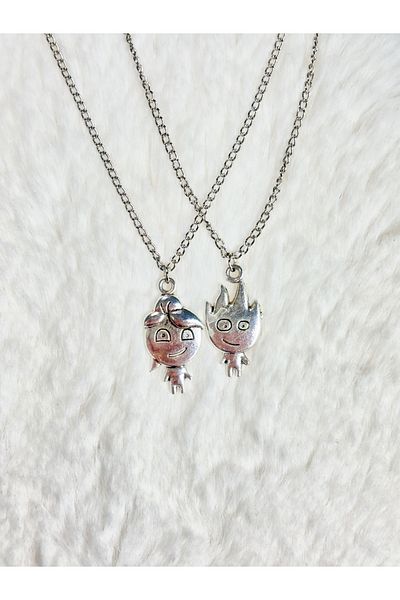 Store Fire Water Themed Stainless Steel Necklace for Lover Matched Unisex Jewelry Meaningful Gift