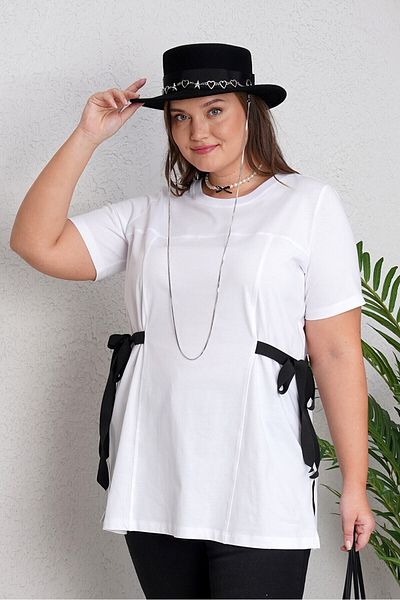 Büyük Moda Cotton T-Shirt with Bow Detail