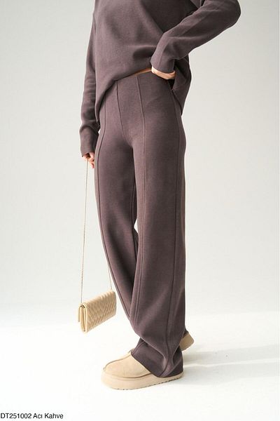Lupies Women's Bitter Brown Crew Neck Sweat-Tracksuit 2-Piece Woven Set