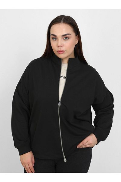 ALİA Κοντό πλεκτό μπουφάν Plus Size -Μαύρο - Alia