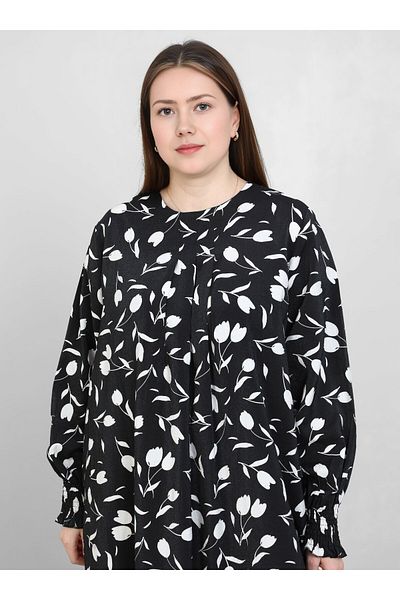 ALİA Plus Size Floral Print Dress - Black - Alia