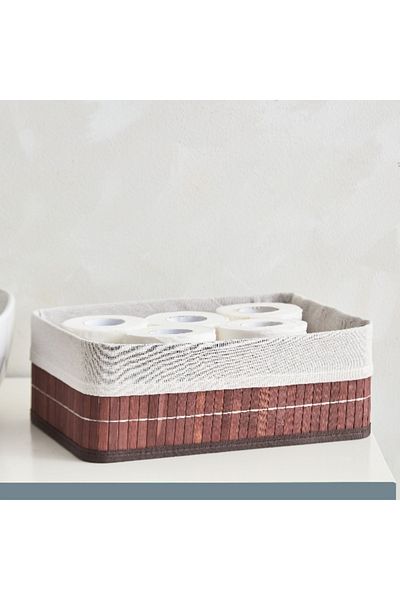 Home Box Knock Down Bamboo Large Storage Basket - 33x23x12 cm