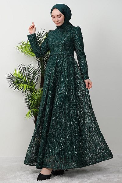 GİZ AGİYİM Βραδινό φόρεμα Emerald Sapling Hijab