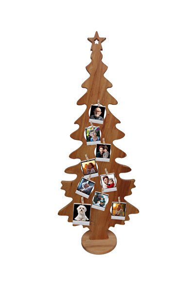 Calimera Toys Dekoratif Lüks Natural Yeniyıl Ahşap Yılbaşı Çam Ağacı ,Fotoğra...