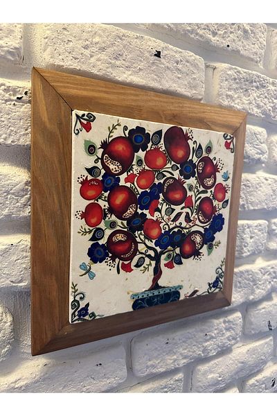 woodhomeworks Панел за картина с масивна рамка от естествен камък и мрамор 26x26 см