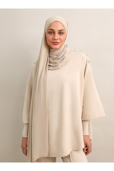 Refka Asymmetrical Detailed Tunic - Stone Color - Refka