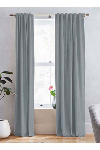 soufa dibaj Linen Curtain for Bedroom Dining Studio Office - Dark Grey - 240×140 cm