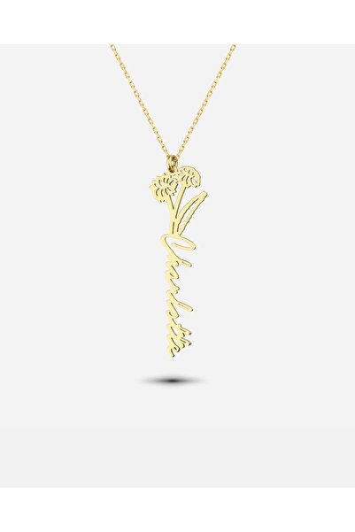 MEKS JEWELS Gümüş İsimli Nisan Ayı Doğum Çiçeği Kolyesi