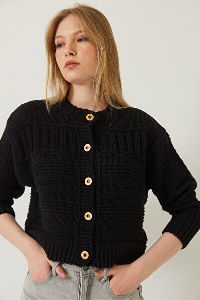 Bianco Lucci Women's Buttoned Patterned Knitwear Cardigan 20247545