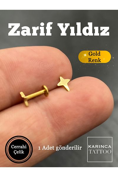 Karınca Piercing Star Rose Gold Silver Labret - Ear & Cartilage Lip Conch Helix Tragus Piercing