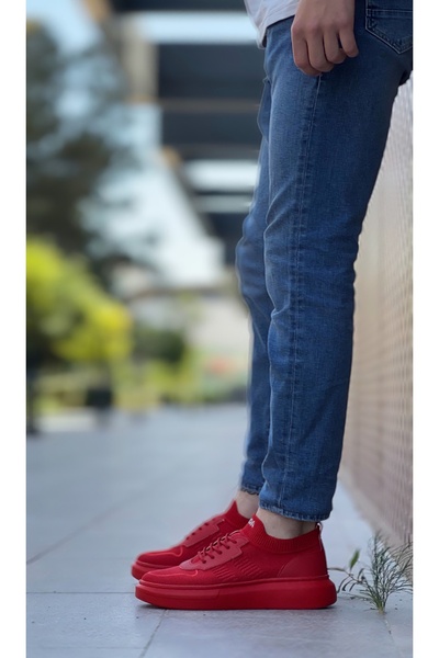 Genel Markalar BA0812 Özel Örme Triko Tarz Kırmızı Renk Spor Ayakkabı