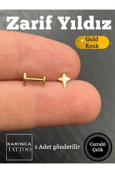 Karınca Piercing Star Rose Gold Silver Labret - Ear & Cartilage Lip Conch Helix Tragus Piercing