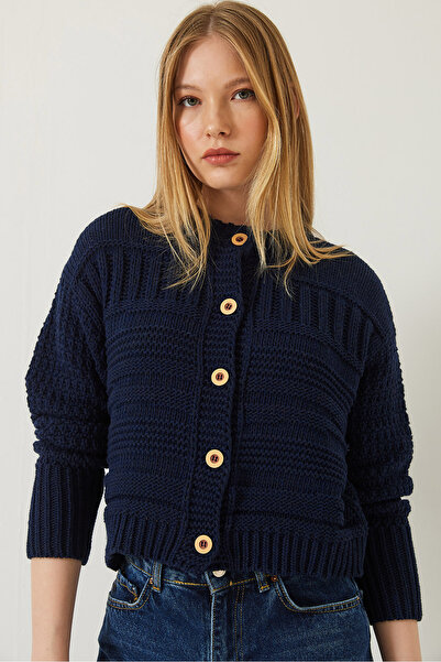 Bianco Lucci Women's Buttoned Patterned Knitwear Cardigan 20247545