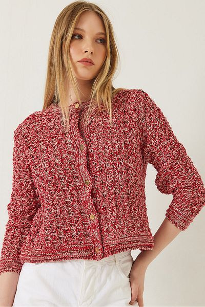 Bianco Lucci Women's Openwork Silvery Sweater Cardigan 20246243