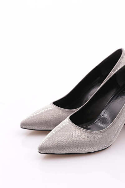 DGN Kadın Topuklu Ayakkabı Platin Yılan 216962621