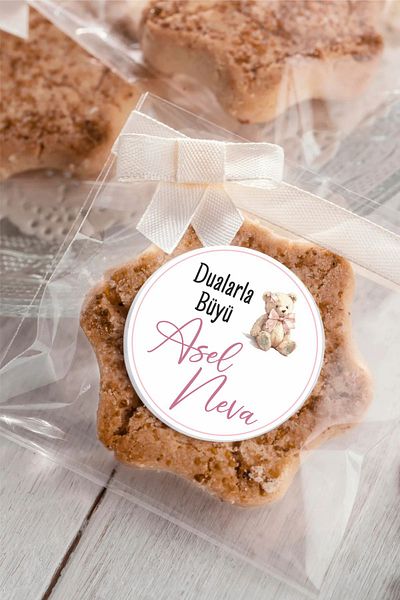 Piksel Grafik Pink Teddy Bear Baby Sticker, Baby Shower, Birthday, Welcome Sticker 4X4 cm 96 Pieces