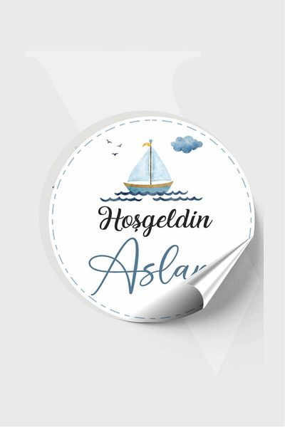 Piksel Grafik Sailor Baby Sticker, Baby Shower, Birthday, Welcome Sticker 4X4 cm 96 Pieces