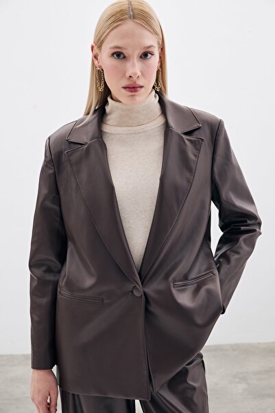 Sateen Кавовий колір, шкіряна куртка