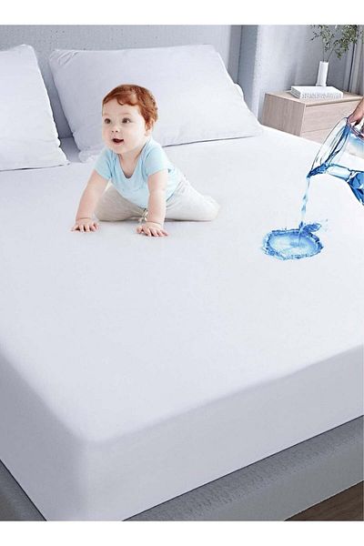 soufa dibaj Waterproof And Mattress Protector Made From 100% Waterproof Cotton - White - 200 x 200 cm