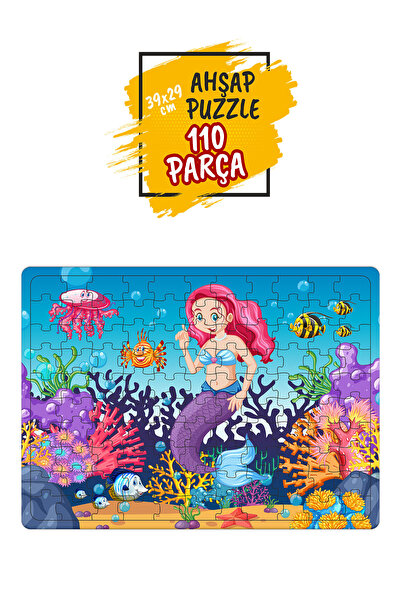 Leelii Tasarım Deniz Kızı, Balıklar, Deniz, Deniz Altı Ahşap Puzzle Yapboz 11...