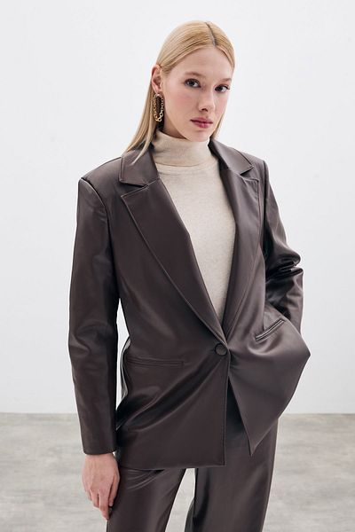 Sateen Jachetă casual din piele maro
