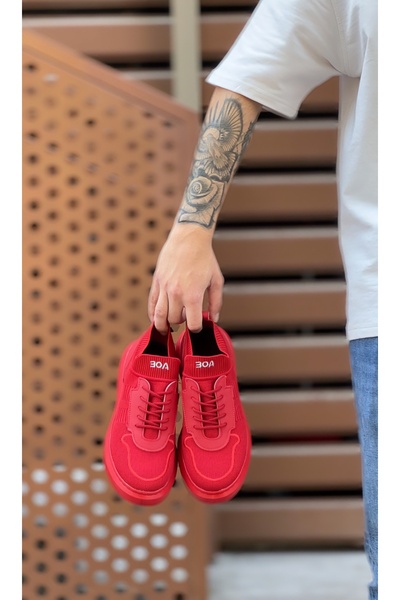 Genel Markalar BA0812 Özel Örme Triko Tarz Kırmızı Renk Spor Ayakkabı