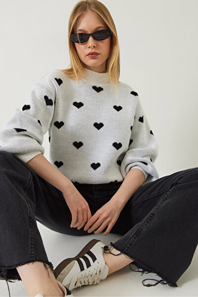 Bianco Lucci Γυναικείο πλεκτό πουλόβερ με σχέδιο καρδιάς 20246913
