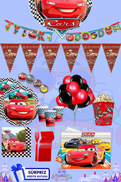 LASAGNA STORE Set pentru petrecerea de aniversare Cars Arabalar pentru 16 per...