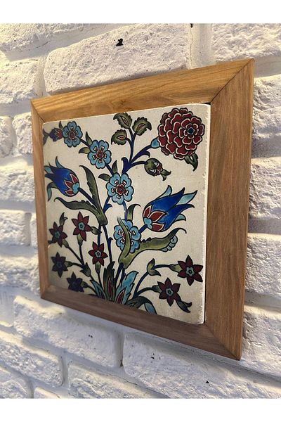 woodhomeworks Панел за картина с масивна рамка от естествен камък и мрамор 26x26 см