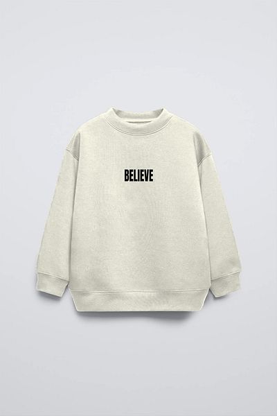 The Champ Clothing Football Themed Believe Printed Ycrew Neck Kids Sweatshirt