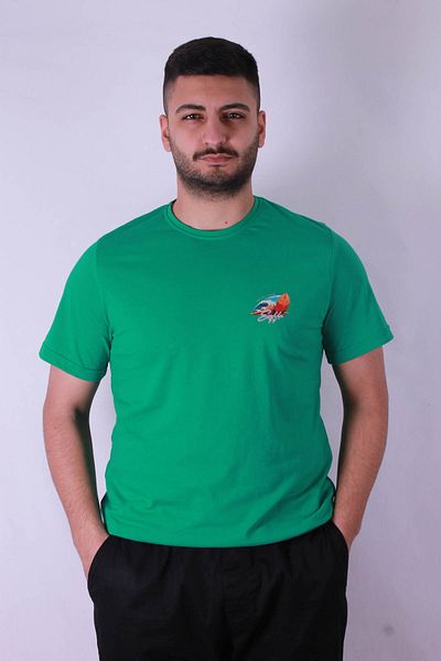 trender Мъжка тениска с принт „Насладете се на сърфа си“ в зелено