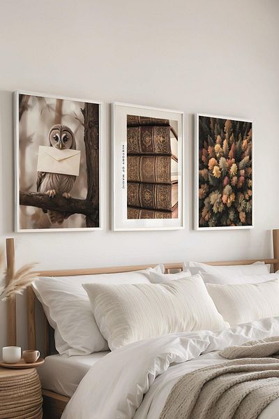Postifull Set de pictură cu cadru alb, pictură murală Școala Vrăjitorului IV, set de 3 posteri, nr:300688