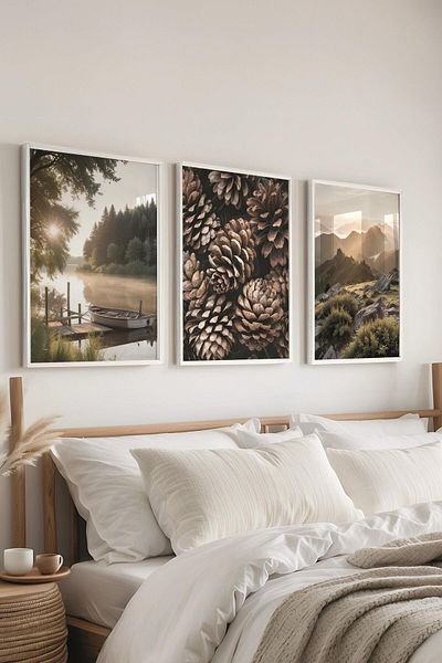 Postifull Set de pictură cu cadru alb, pictură murală foto natură, set de 3 posteri, nr:300702