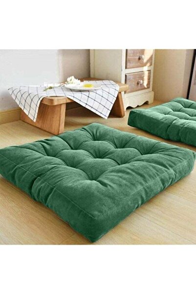 soufa dibaj وسادة مربعة مزخرفة من المخمل الناعم بألوان جذابة - أخضر غامق