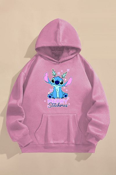 CC STORE Children's Sweatshirt Three Thread Rastred Printed Pink Sweatshirt |    Stitch New Year Christmas Printed