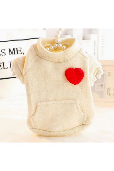 Proxy Paws White Dog Sweater with Heart